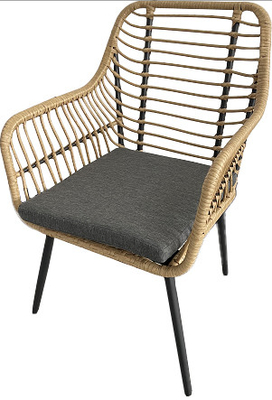 البوليستر Rope Garden Rattan Chair Steel Wicker Cushion Sofa