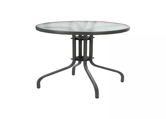 طاولة دائرية من الزجاج المقوى 5 مم للحديقة الخارجية 60 × 60 × 71 سم