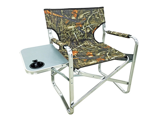 كرسي تخييم قابل للطي من القماش المطلي بـ PE مع حامل أكواب الطاولة حقيبة جانبية أنبوب مسطح
