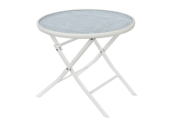 مسح - طاولة حديقة فولاذية ذات سطح نظيف ، طاولة خارجية من الزجاج المقوى 5 مم