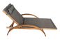 94 سم كرسي استلقاء للشمس قابل للطي من الخشب الصلب Textilene مسند ذراع منحني متعدد المواضع